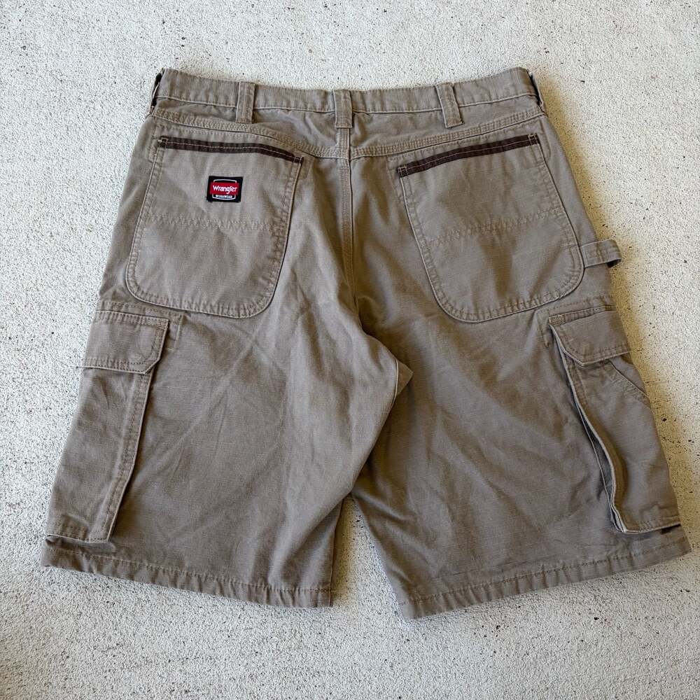 Wrangler Workwear Ripstop Cargo Carpenter Shorts Khaki Brown Men's Size 34
